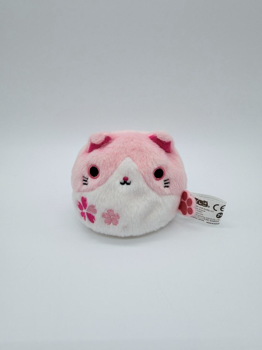 D1708A-B Sakura Cat Neko Sanei Boeki Nekodango Beanie Plush 3" Plush Toy Japan